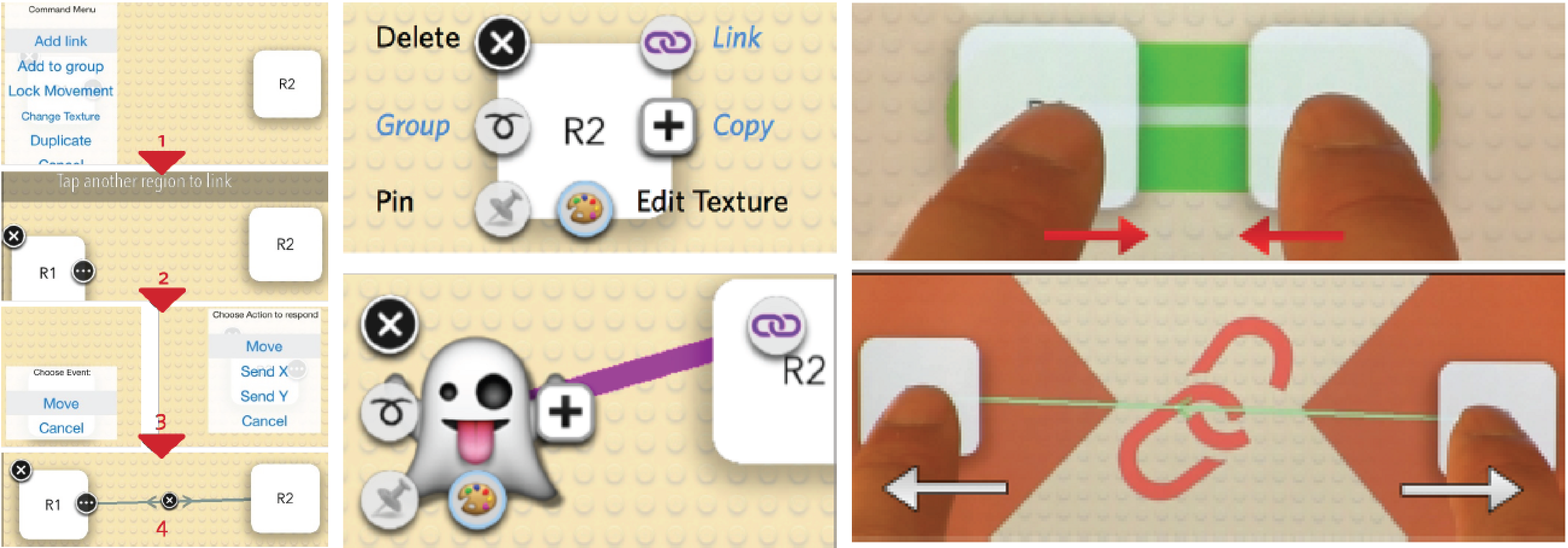 Three different interaction paradigms realized by Qi Yang