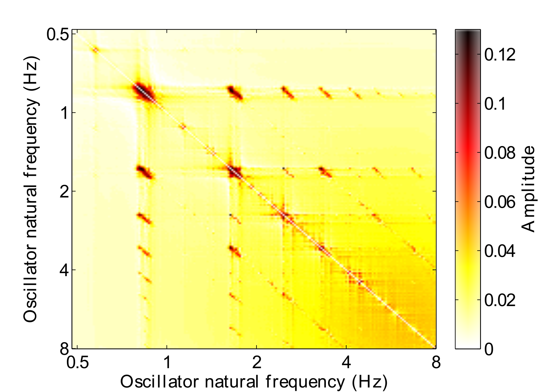 Connections that have been learned in the GFNN during an excerpt